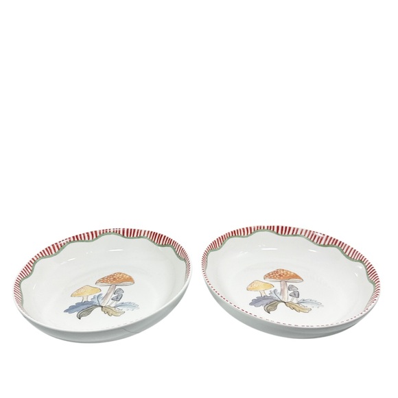 NEW Harvest Green Studios MUSHROOM PASTA BOWLS Set/2 - Picture 5 of 6